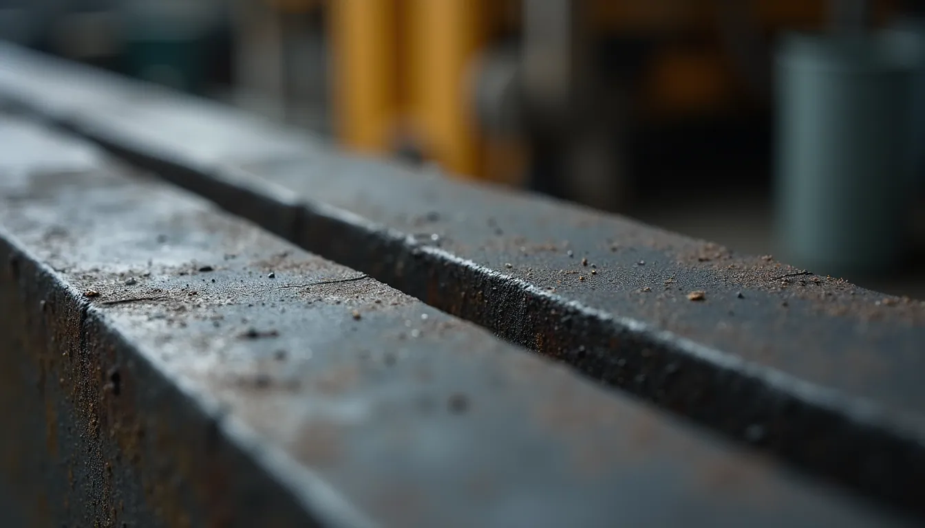 Close-up view of non-conforming steel material
